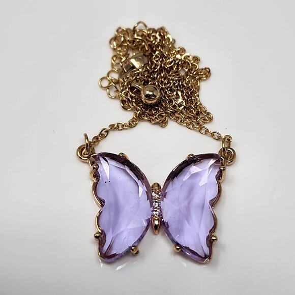90s Purple Butterfly Retro Necklace - Picture 7 of 8